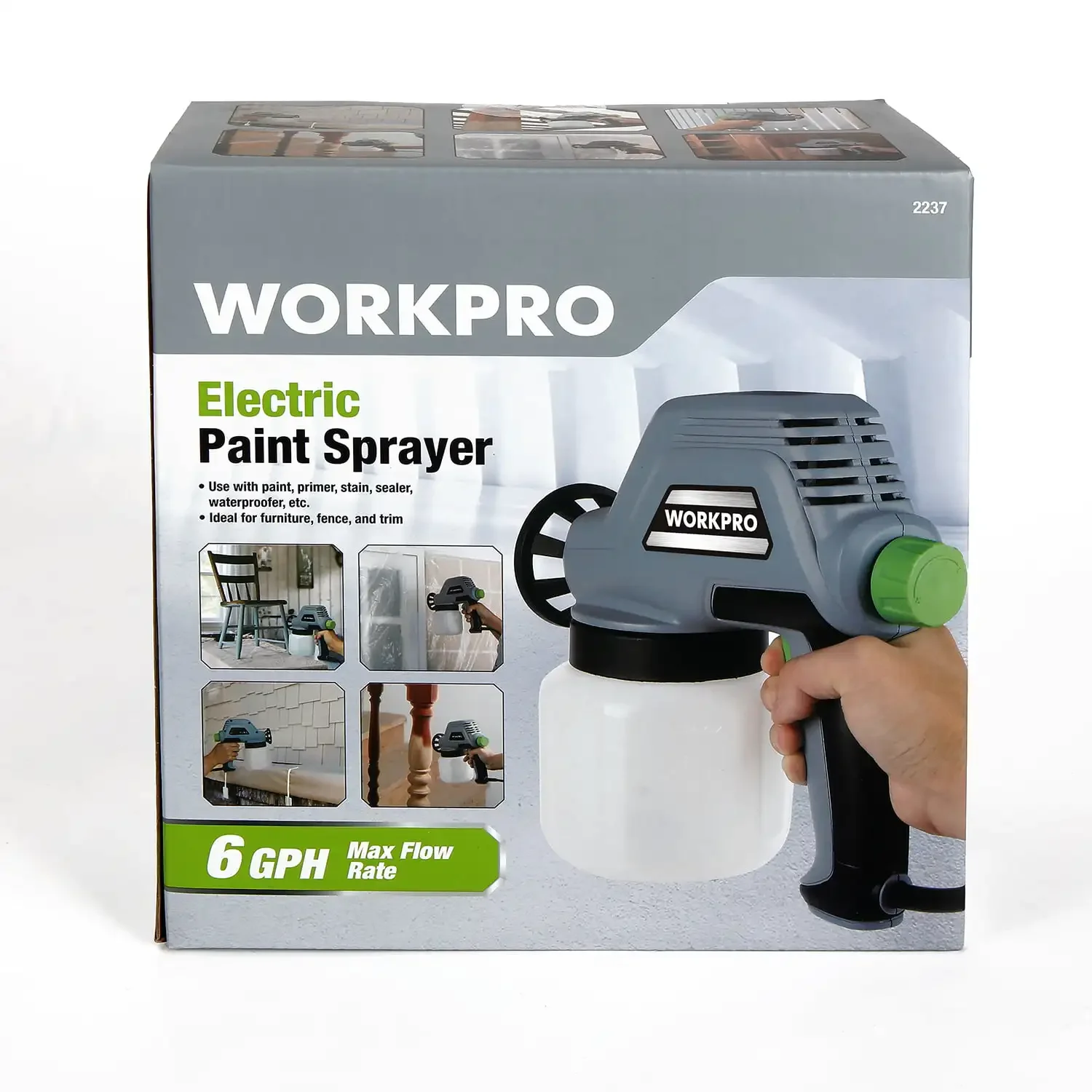 

WorkPro 6GPH Electric Paint Sprayer with 0.8mm Nozzle, 120 Volt, Model 2237
