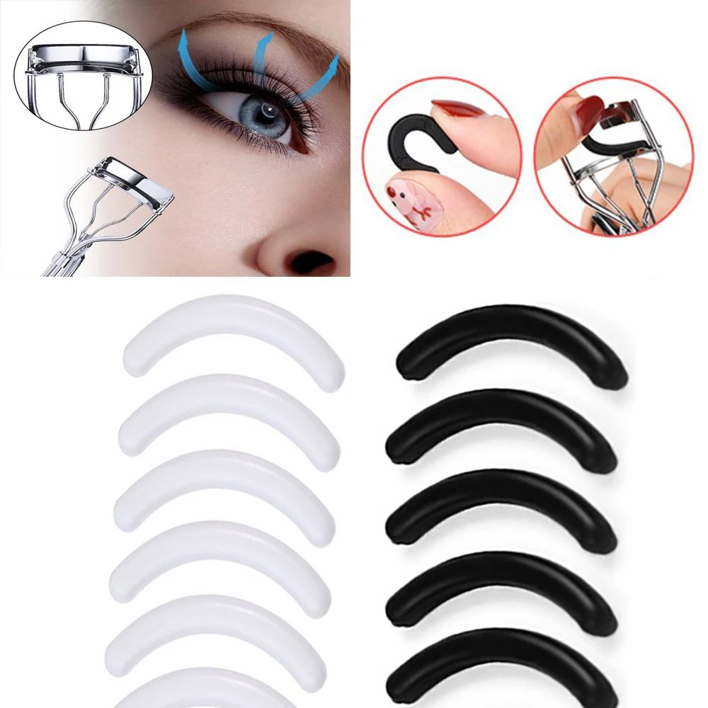Eyelash Curler 20/50/100pcs Black White Replacement Eyelash Curler Refill Silicone Pads Makeup Styling Tool Eyelash Curler Replacement Pads