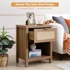 Rattan Nightstands Set of 2 - Farmhouse Night Stand with Drawer and Storage Shelf - Boho Bedside Table End Side Table fo Bedroom 5