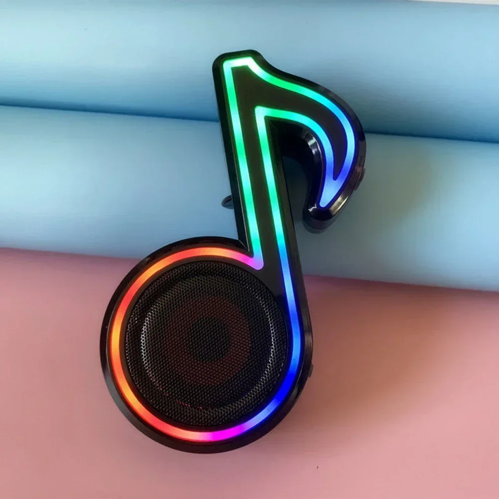

Atmosphere Light Speaker Creative Notes Bluetooth Wireless Speaker Portable HiFi Stereo Subwoofer Sound Box RGB Home