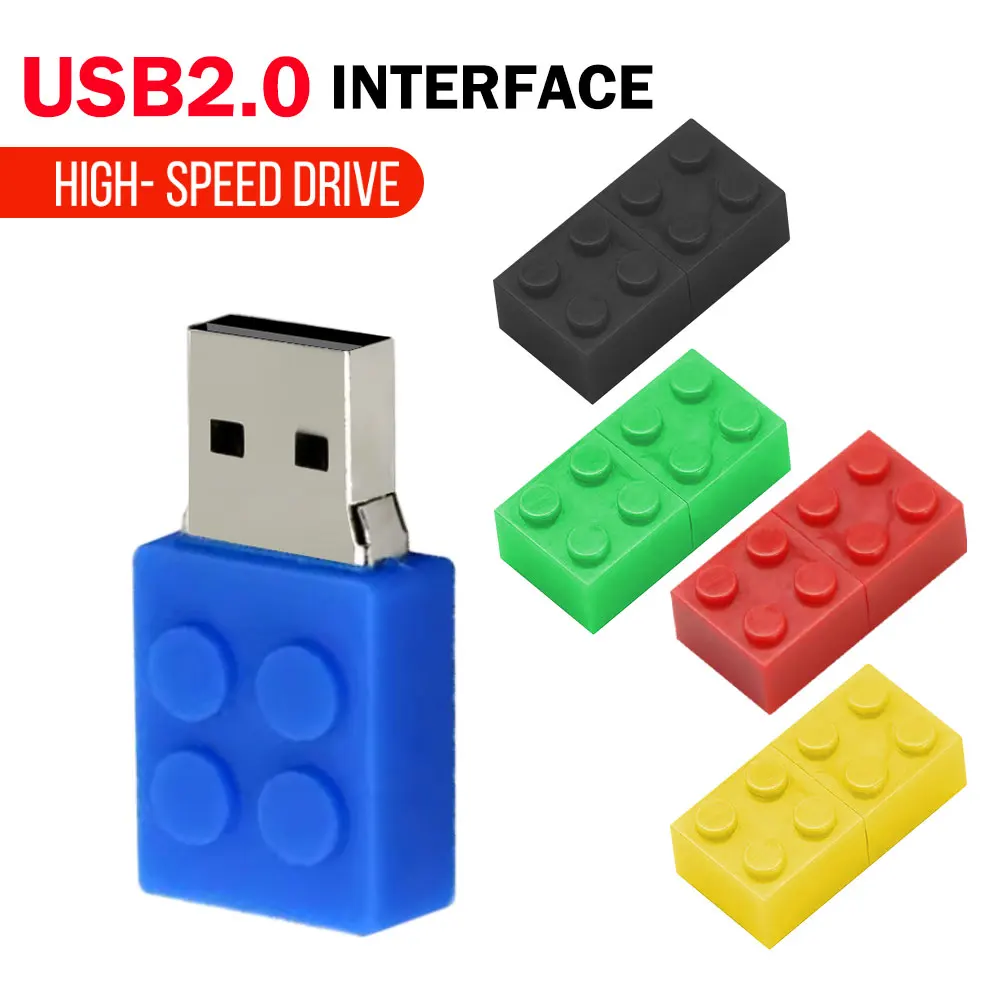 장난감 블록 메모리아 USB 2.0 플래시 드라이브 4GB 실리카겔 빌딩 블록 32GB 펜 드라이브 실제 용량 USB 스틱 16GB 어린이 선물