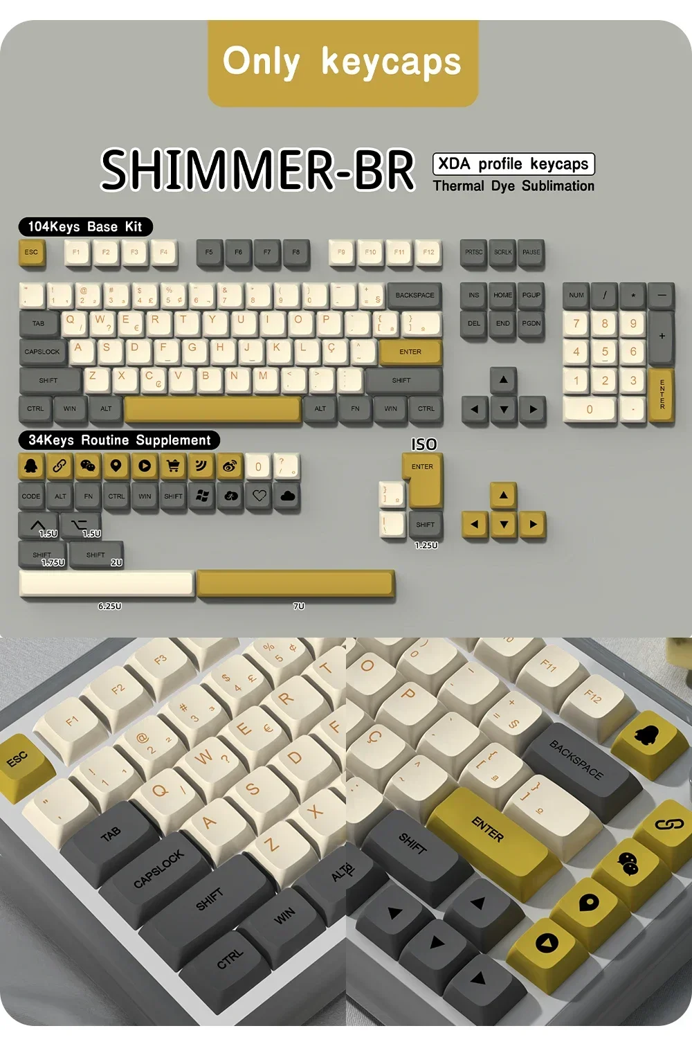 XDA Profile, PBT Keycaps, Shimmer Keycaps, teclado mecânico