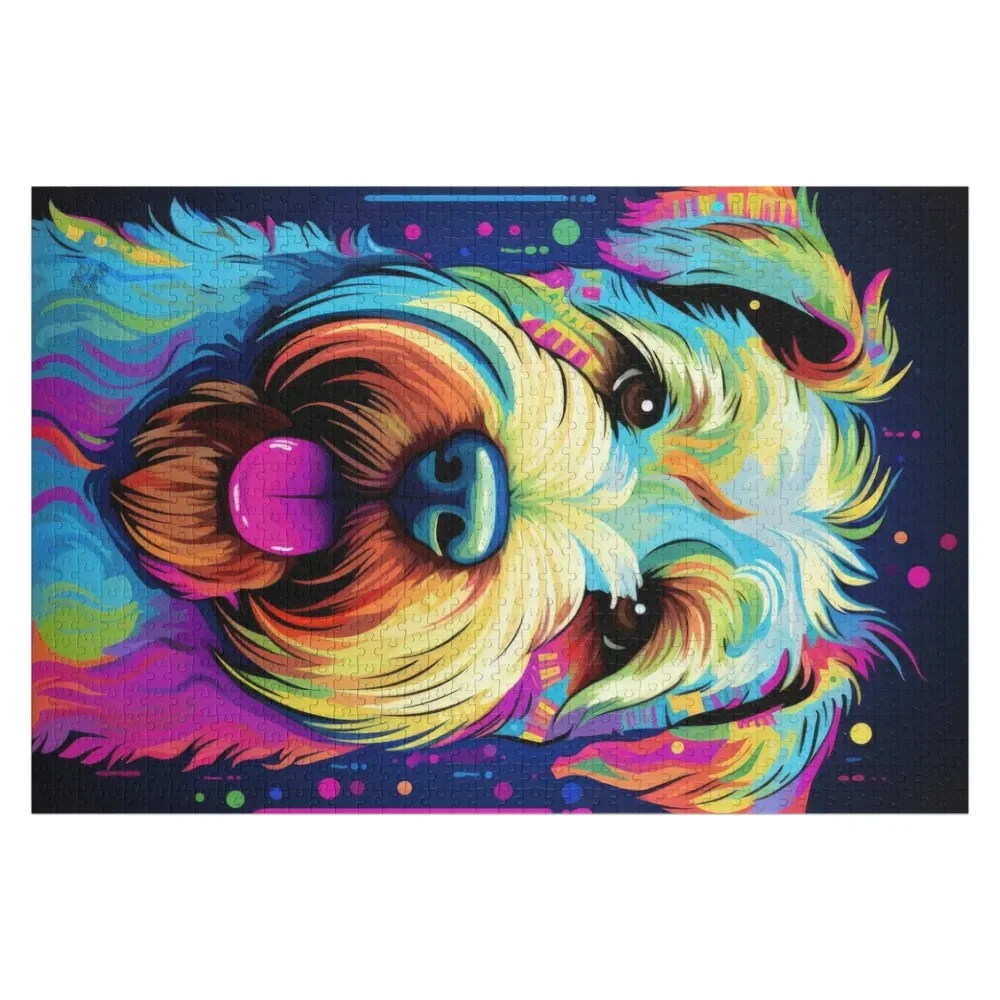 

colorful Irish Soft Coated Wheaten Terrier colorful dogs Jigsaw Puzzle Customs With Photo For Children Iq Puzzle