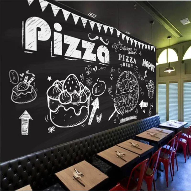 Dipinto A Mano Torta Della Pizza Della Parete Che Copre Bakery Negozio Di Fast Food Ristorante Parete Di Carta Snack Bar Decor Sfondo Murale Carta Da 
