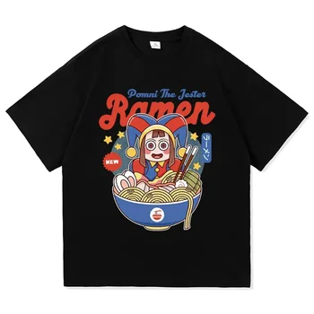 The Amazing Digital Circus Jax Ramen T Shirt Fashion Women Caine Pomni T-Shirt Unisex Cute Rabbit Noodles Cotton Tees Shirts 1