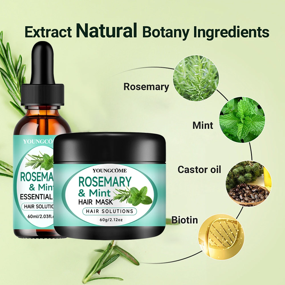Rosemary Mint ESSENTIAL OIL and facial cream set Restore Soft Smooth Improve Dryness Repair Hair Damaged Improves Hair Line