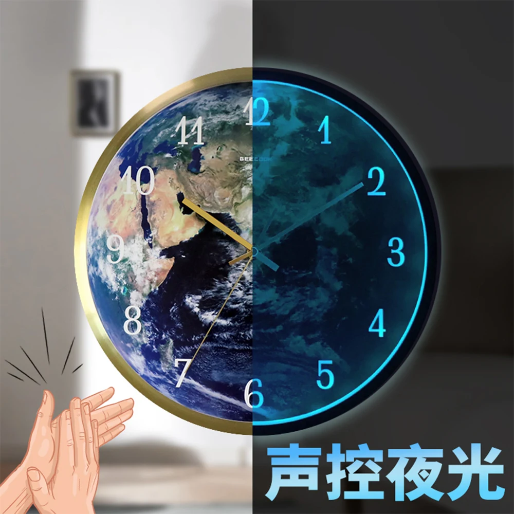 

3d home decoration 2022 resin wall clock decoration galaxy 12 inch luminous metal wall clock