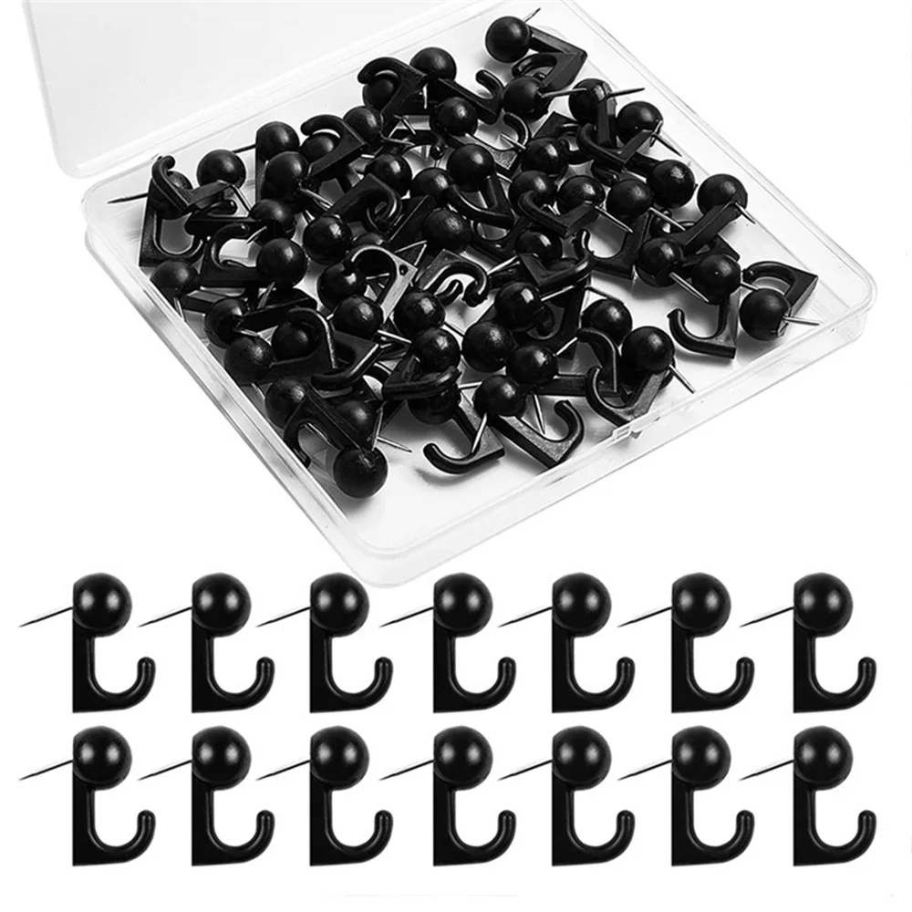 50 Pcs Push Pin Hooks Plastic Heads Pin Tacks Wall Thumb Tacks Hanging Nails For Cork/Message BoardHome Office School Supplies push pins