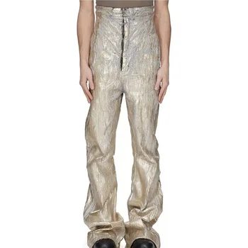 2026 Women's Jeans Trend: Pure Cotton, Gold Foil, Zipper, High-Waisted, Y2K New Fashion, High-Quality, Versatile Pants bra