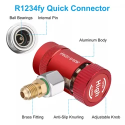 Refrigerant Quick Coupler Adapter Kit for Auto AC Systems - High/Low Side Connectors (2 Pack) (Red Blue)