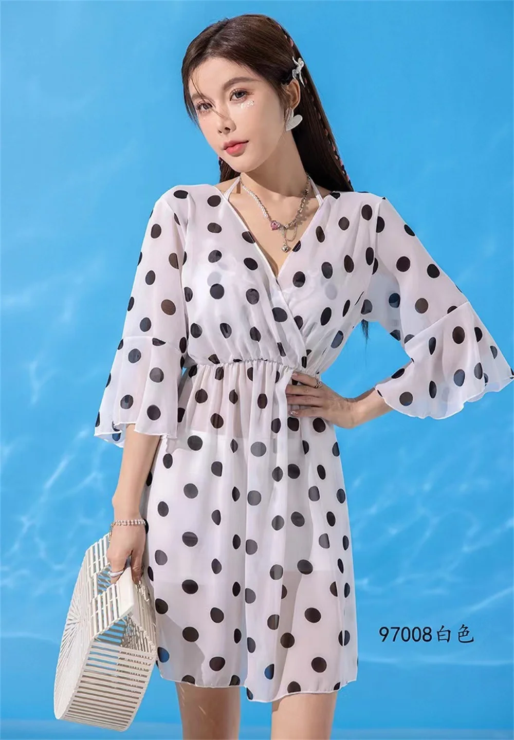 New swimsuit female split three-piece set big size swimsuit Korean version sexy skinny-covered swimsuit bikini swimsuit