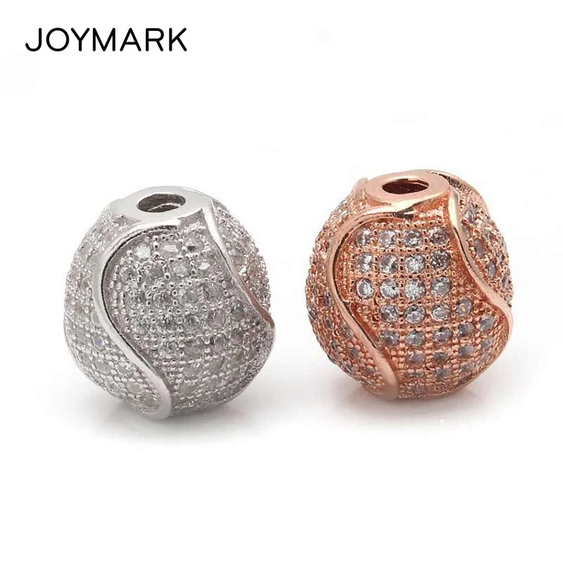 

JOYMARK 12mm S Strip Pattern Round Micro Pave CZ Zircon 925 Sterling Silver Spacers Beads Fine Jewelry Accessories SB-CZ607