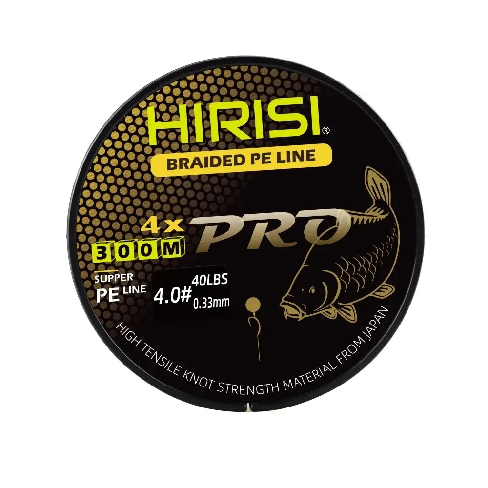 Ligne PE braidée Hirisi 4 brins 300M 15-70LB - Multifilament ultra-lisse pour pêche carpe et gros prédateurs