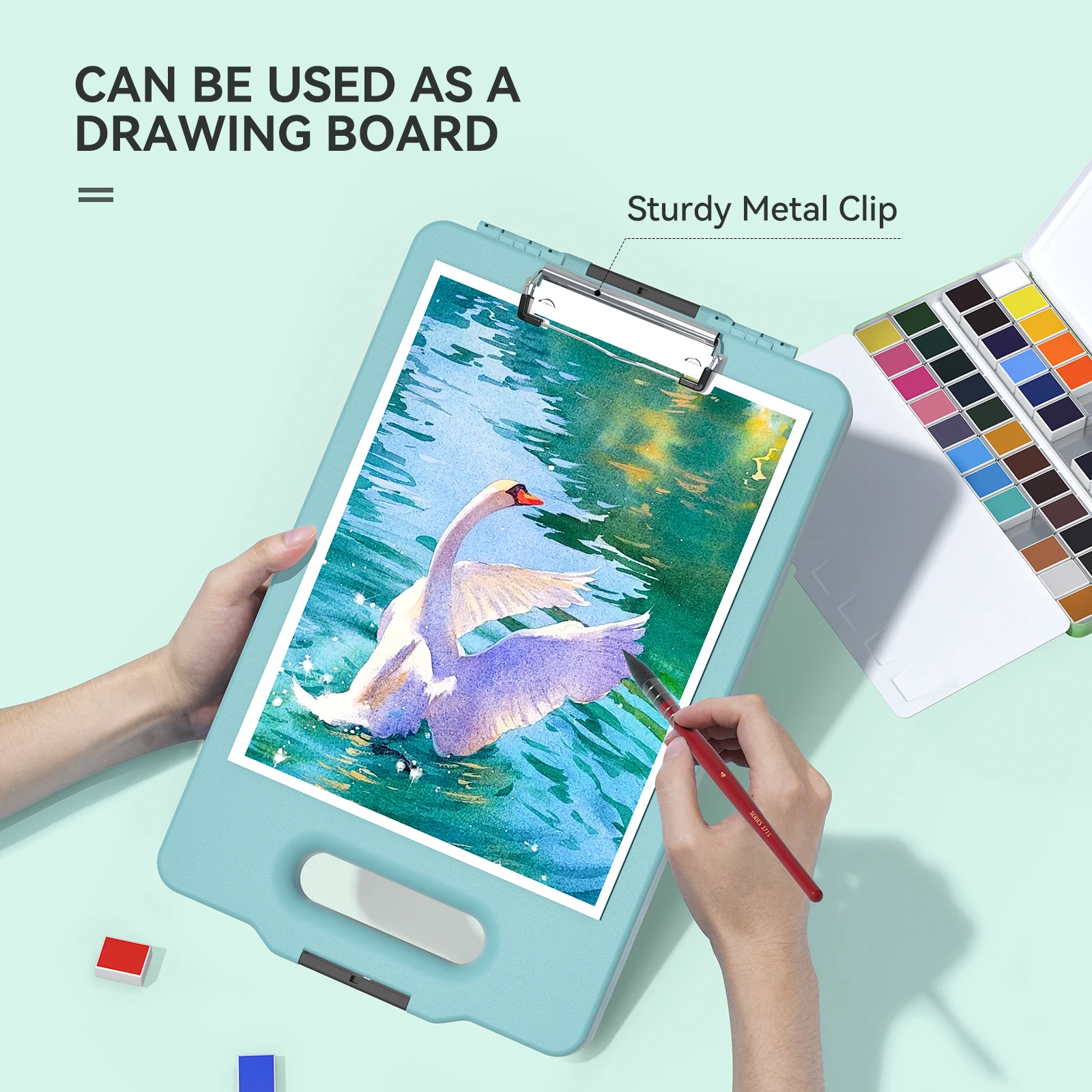 MeiLiang Travel Watercolor Paint Set Includes 48 Colors Watercolors + Paper(20 Sheets) + Paint Brush