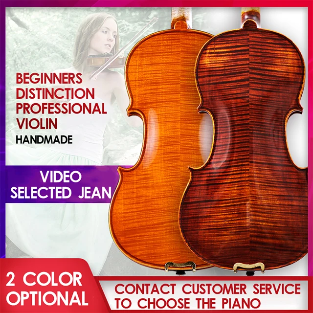 Oil Varnish Spruce Top Natural Flame Handmade Violin With Professional Setting Up And Nice Sound For Players