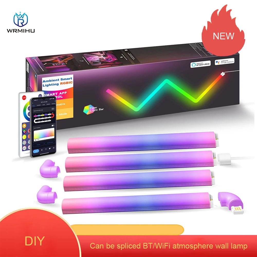 DC12V Creative BT/TUYA WiFi Splicable รีโมทคอนโทรลข้างเตียงในร่มสมาร์ท RGB Graffiti สุทธิสีแดงบรรยากาศโคมไฟ 1
