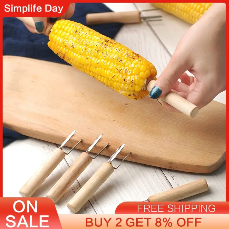 Forchette Di Mais Forchette Per Alimenti Ago Per Arrosto Di Mais Spina Per Mais Barbecue Salsiccia Di Manzo Forchetta Con Manico In Legno Di Frutta