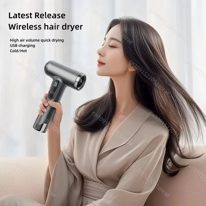 Portable Rechargeable Wireless Hair Dryer Negative Ions Usb Charging Powerful High Speed 3 Gears Hair Care for Home/Travel 3