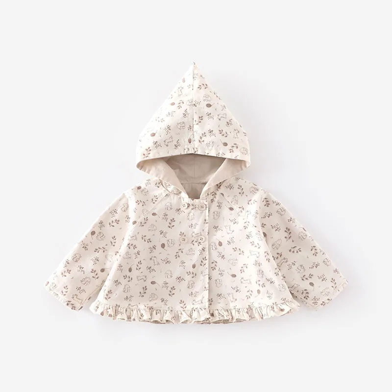 Cotton Blend Floral Girls Windbreaker Jacket