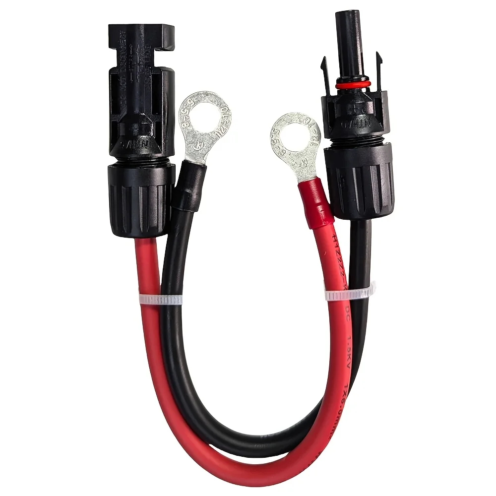 10AWG Panel Connector Cable to O Ring Terminal For solar panel Generators Inverters Battery RV 9.8in/0.8FT