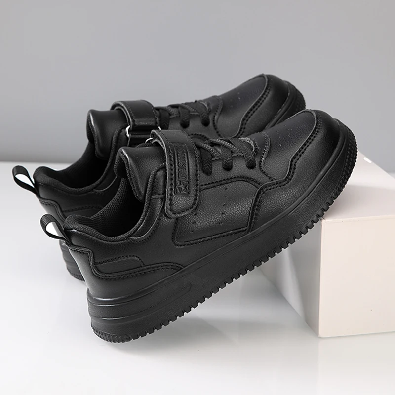 Boys Shoes Sneakers Leather Children Comfortable Flat Shoes Black White Shoes for Kids Girls School Walking Footwear Non Slip Best Sellers In Shoes