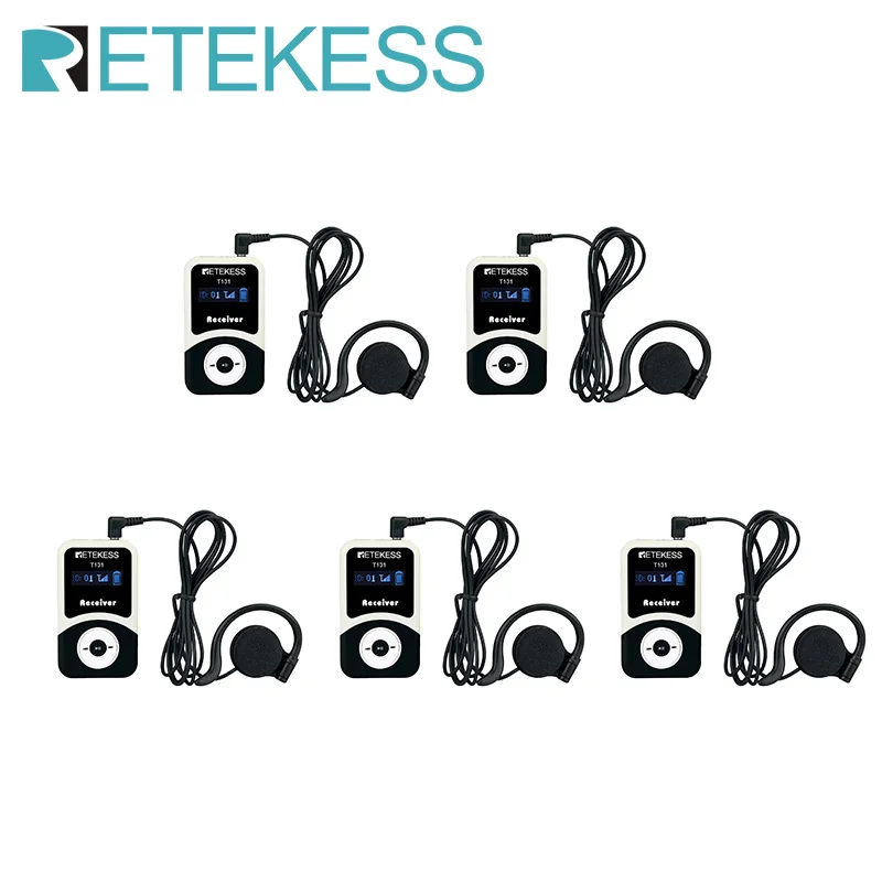 

Retekess 5pcs T131 Tour Guide Receiver of Wireless Tour Guiding Kit For Excursion Church Translator System Factory Training