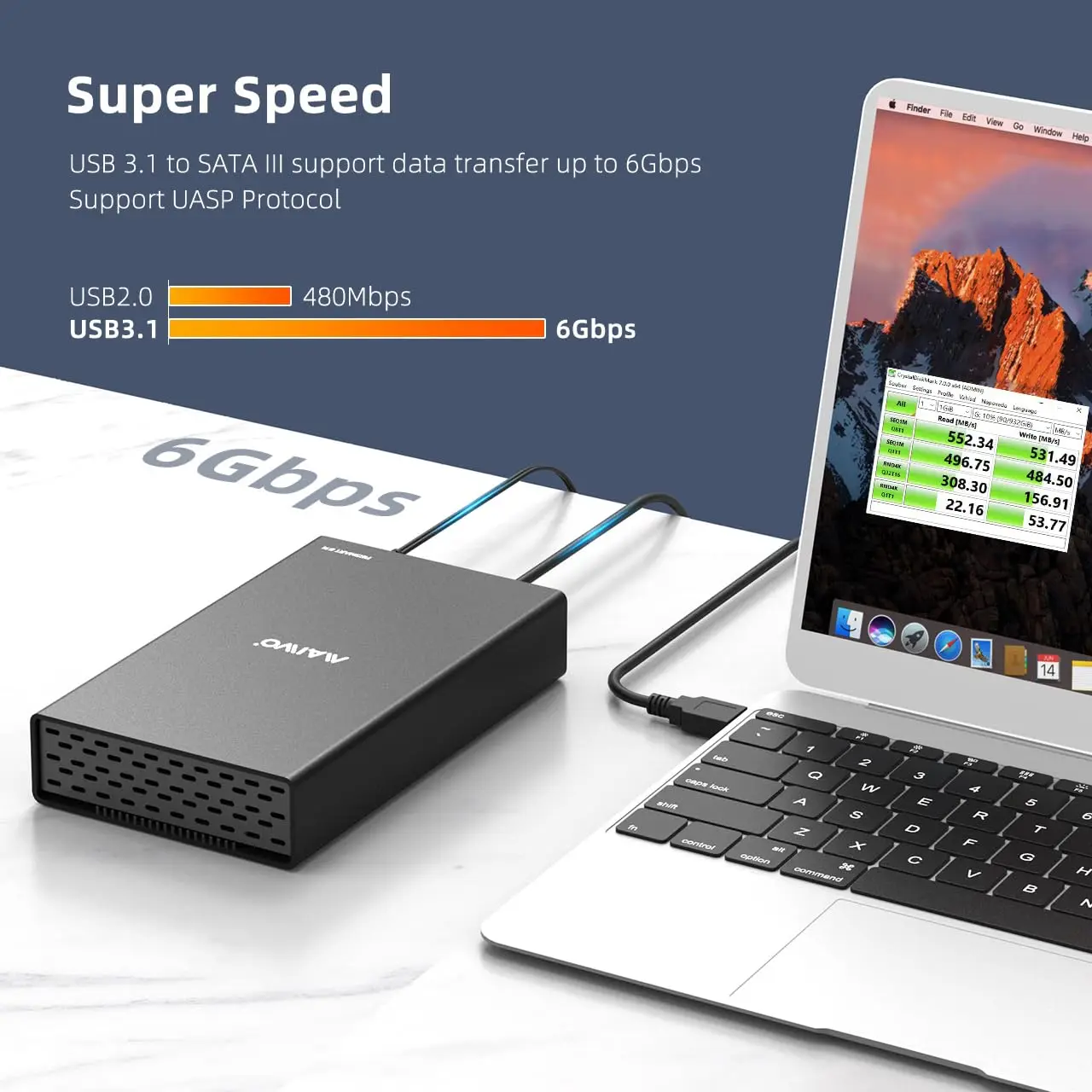 MAIWO Type-C External HDD Case for 2.5/3.5 inch SSD Hard Drive Box Enclosure up to 18TB SATA to USB 3.0 Hard Disk Case Adapter