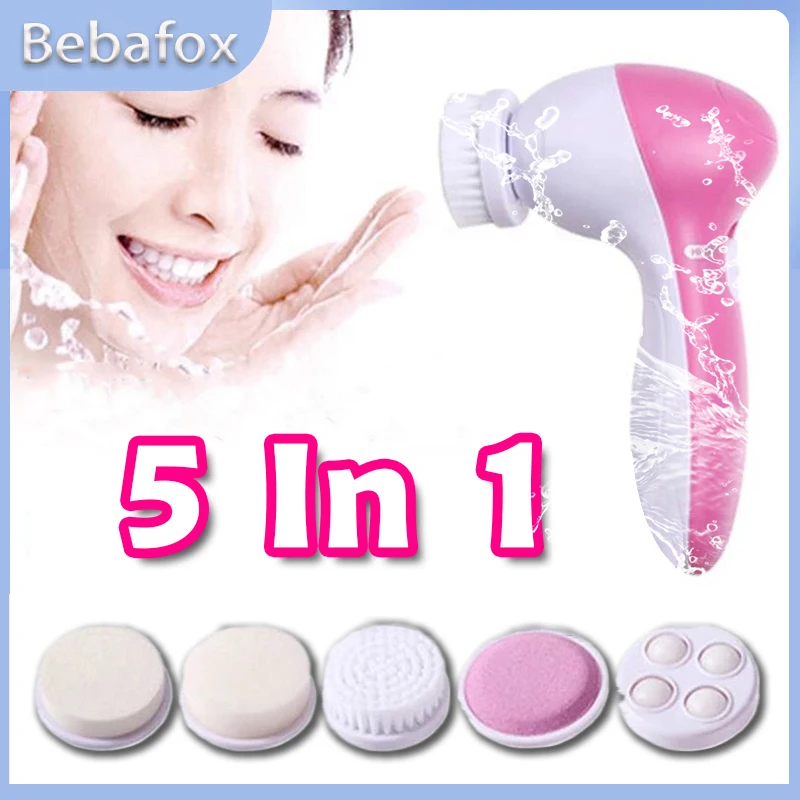 Multifunction 5 in 1 Electric Cleansing Instrument Rotary Exfoliating Electric Cleansing Brush Skin Cleaning Massage Set air conditioner multifunction cleaning brush car air vent slit cleaner brush double ended blinds keyboard cleaning brushes