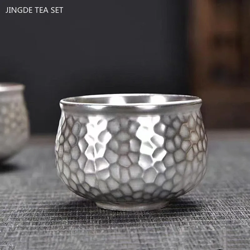 80ml High-end Silvered Ceramic Tea Cup Home Beauty Master Cup Handmade Portable Custom Small Tea Bowl High-quality Tea Set