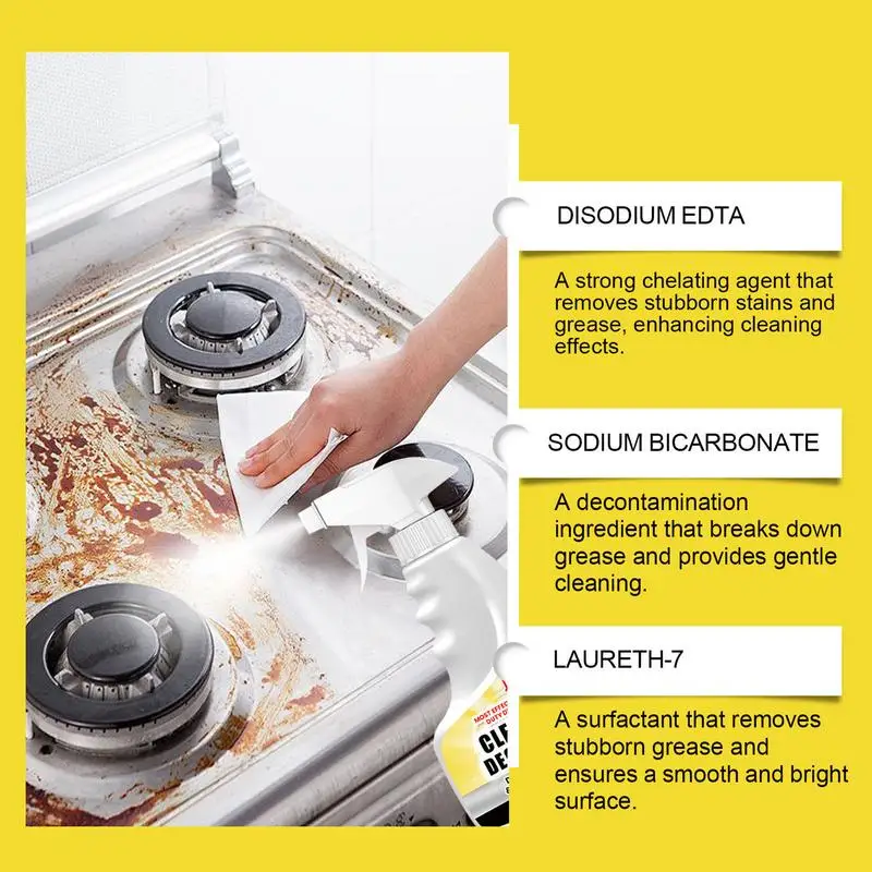Stain Remover Spray Effective Professional Oil Stains Spray Safe Oil Remover Gentle Degreaser For Pots Stoves Pans Floors Sinks