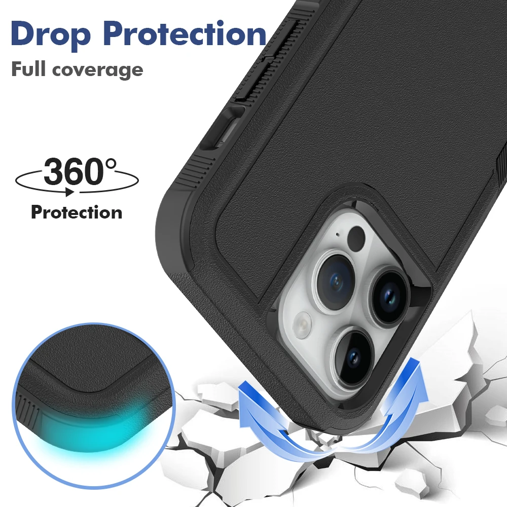Durable Armor Shockproof TPU Bumper Phone Case with Hard Plastic Back Cover