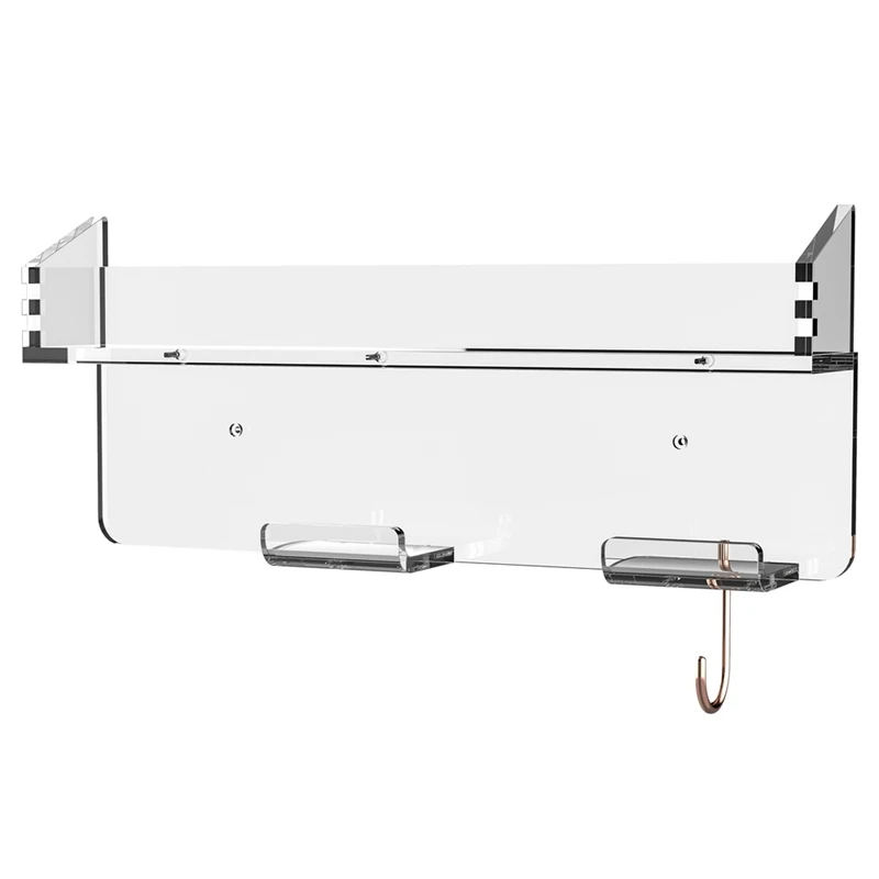 

1 Piece Wall Mounted Storage Rack Bathroom Shelf Hair Dryer Universal Transparent