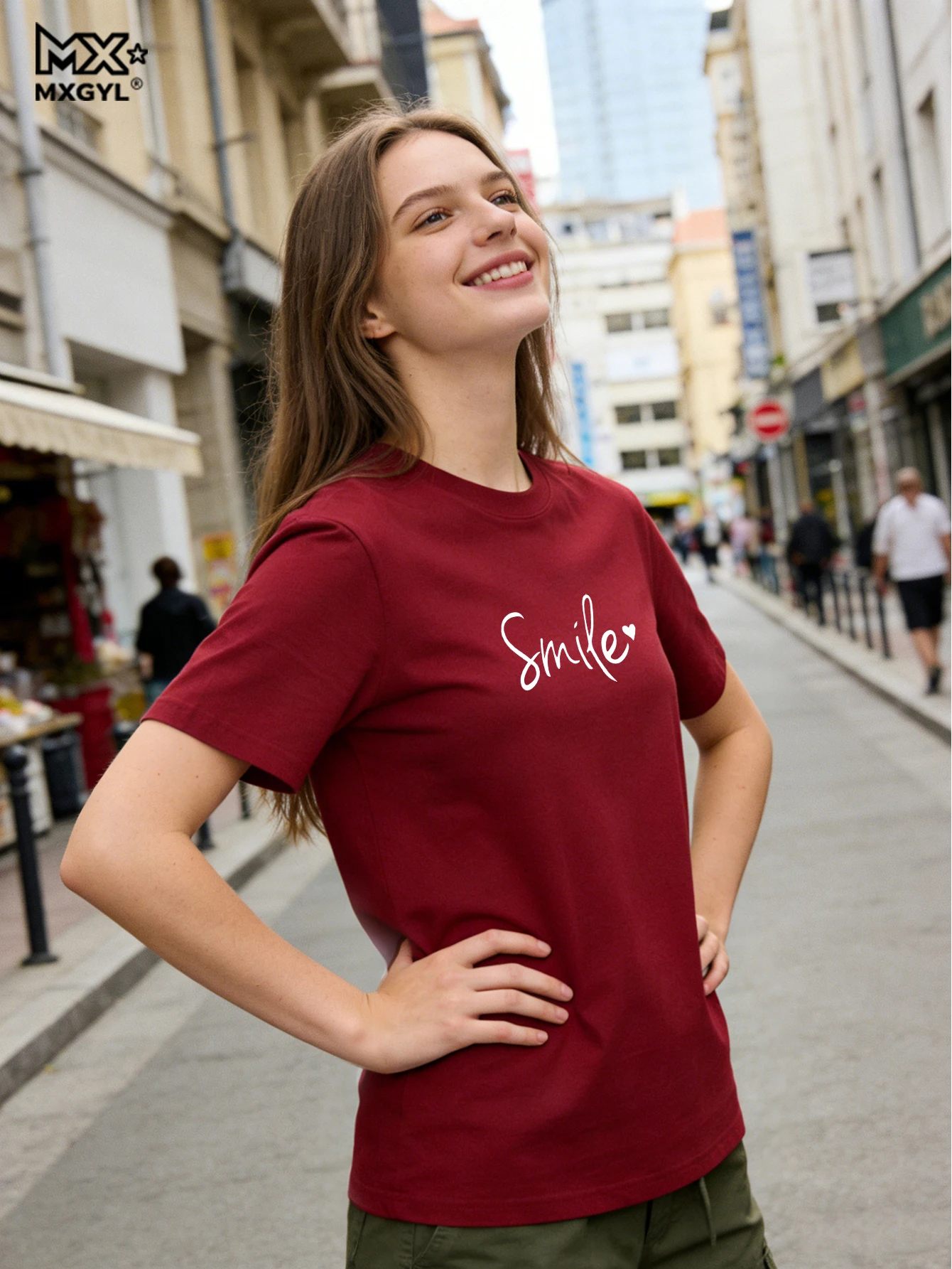 Smile Heart Print Women T Shirt Short Sleeve O Neck Loose Casual Women Tshirt Ladies Tee Shirt Tops Clothes Camisetas Mujer 4