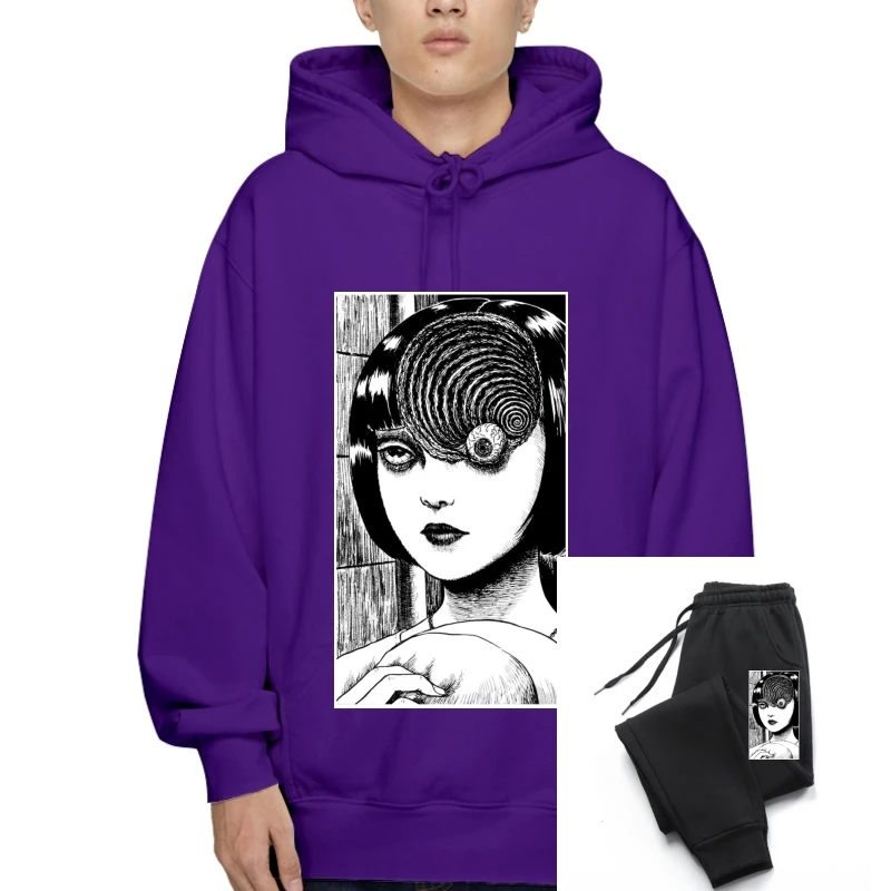 

Men Pullover Uzumaki Junji Ito Japanese Horror Manga Black Outerwear s Bottoming t-Sweatshirt Hoodies women