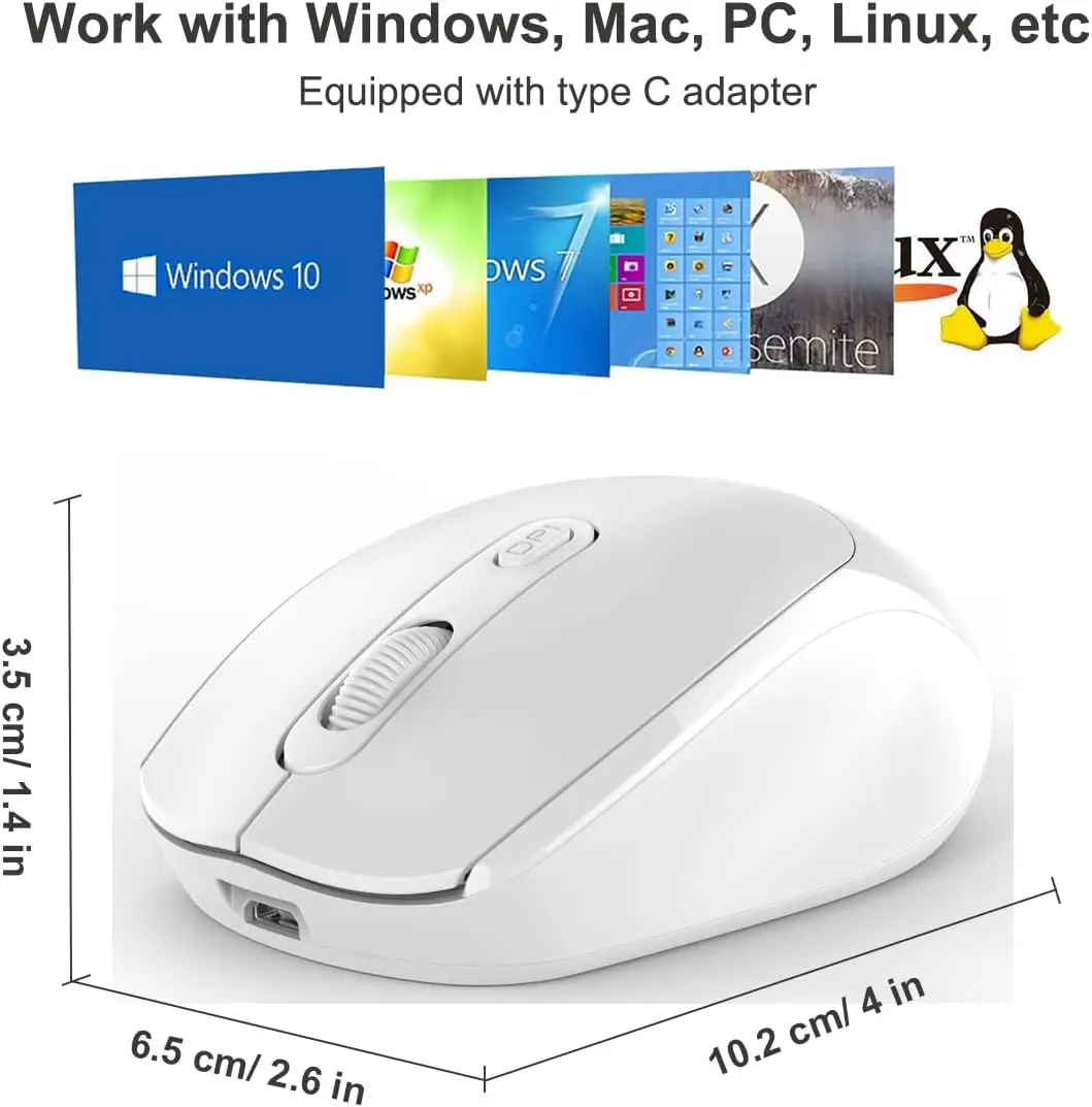 Wireless Mouse Rechargeable 2.4G Bluetooth Ergonomic Optical PC Laptop Cordless Mice for Windows Computer Office_voghion.com