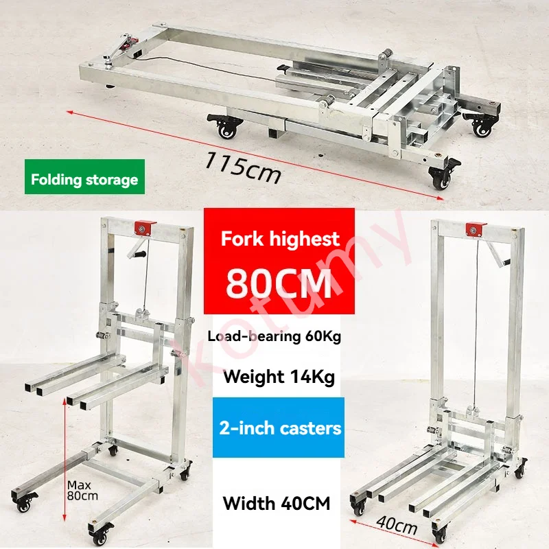 Manuelles Entladen, Artefakt, Hebehandhabung, Stapler, tragbares Klappfahrzeug, multifunktional, 80 kg, Lagerlogistik, Gabelstapler