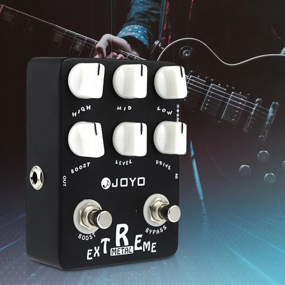 JF-17 EXTREME METAL Distortion Guitar Pedal with 3 Band EQ and Sweep Mid-Freq Kn