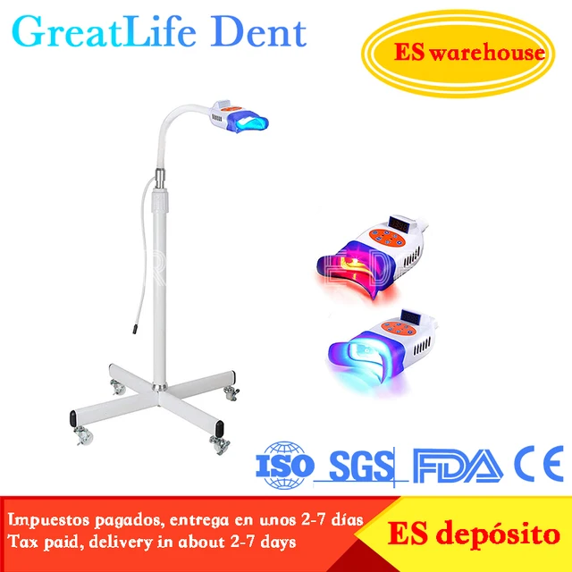 GreatLife Dent 36w 10LEDs Mobile Stand Red Blue 2 Models Teeth Whitening Accelerator Light Dental Teeth Whitening Led Lamp