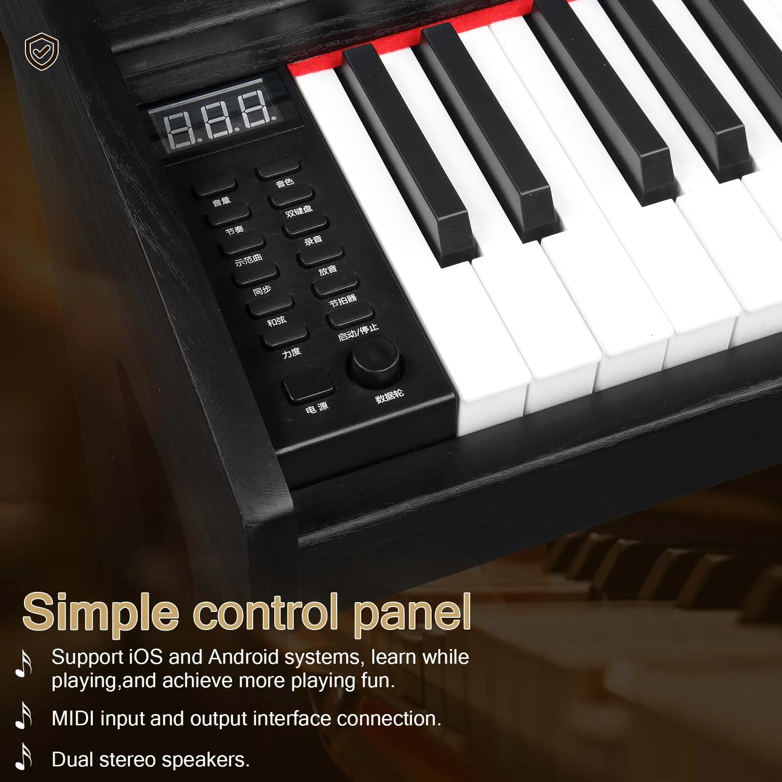 GPP-110 61 key half hammer keyboard uncovered upright black electric piano，for Piano Lover Black color