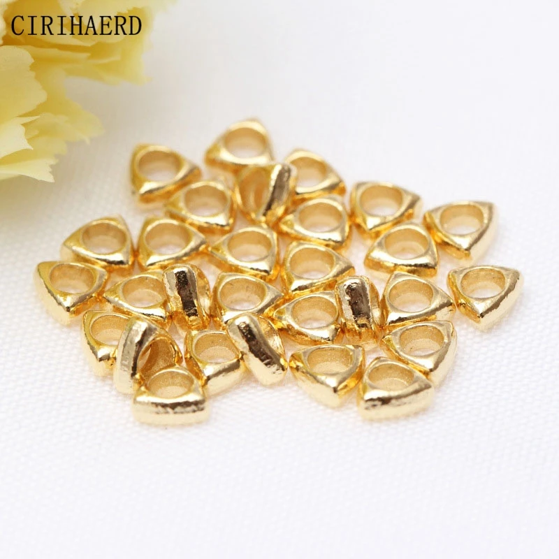 DIY Jewelry Accessories Gold Plated Triangular Loose Beaded Spacer Brass  Beads For Jewelry Making Supplies Material Findings