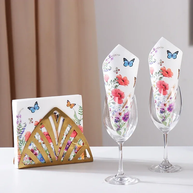 Floral Printed Paper Napkins Restaurant Hotel Party 20pcs/pac 33cm Wood Pulp
