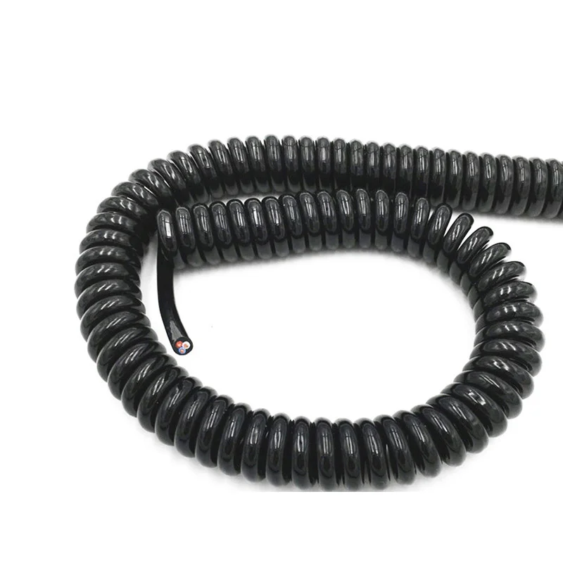 1 Câble Extensible En Spirale à Ressort à 2 Conducteurs 24AWG/20AWG/17AWG/14AWG 2,5 M/5 M/7,5 M Cordon D'alimentation Noir Câble Extensible (taille : 5 M, Couleur : 2 Conducteurs 14 AWG