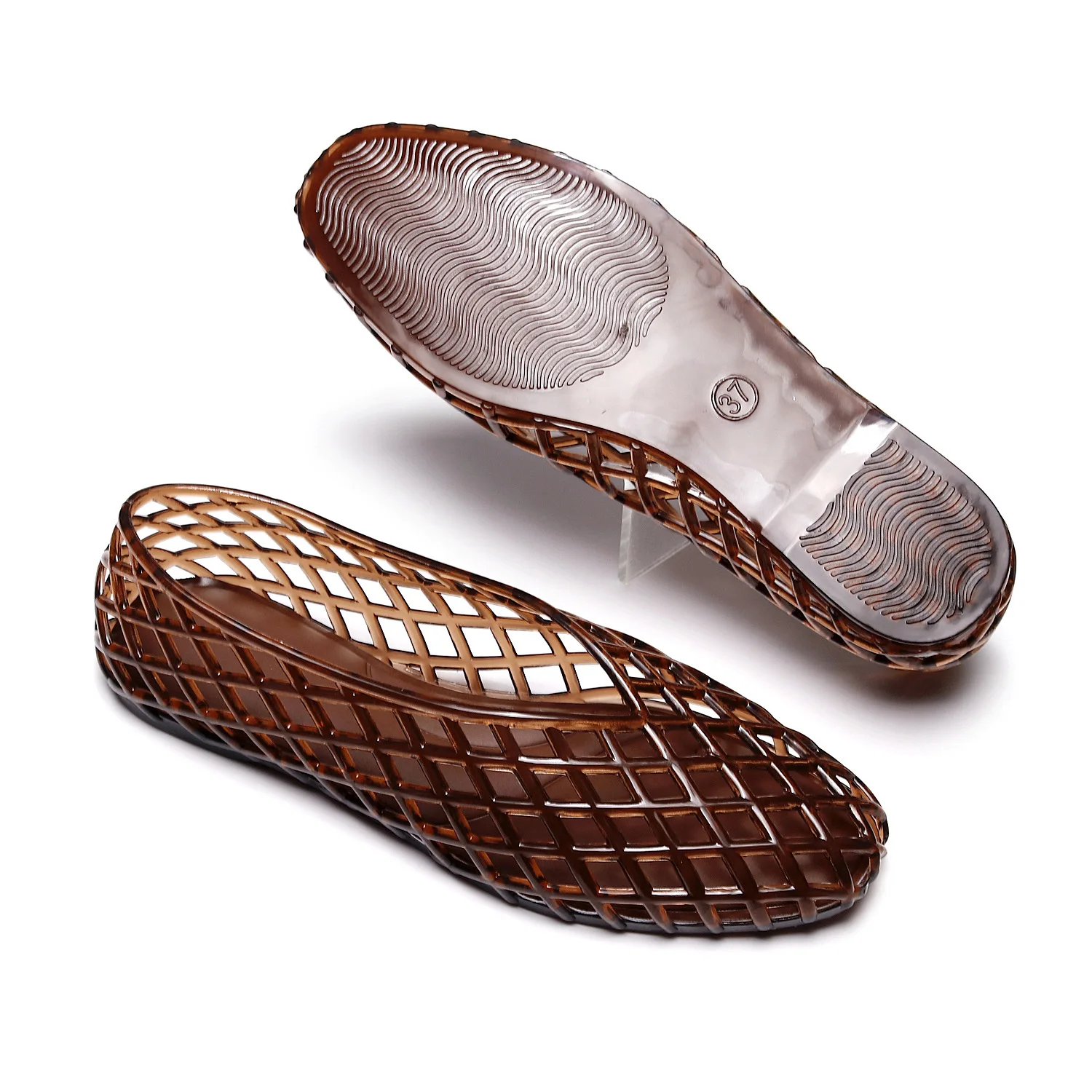 Nuevos Zapatos de Gelatina de Cristal, Modernos, Versátiles, Cómodos, Planos, Casuales, Sandalias de Malla para Mujer