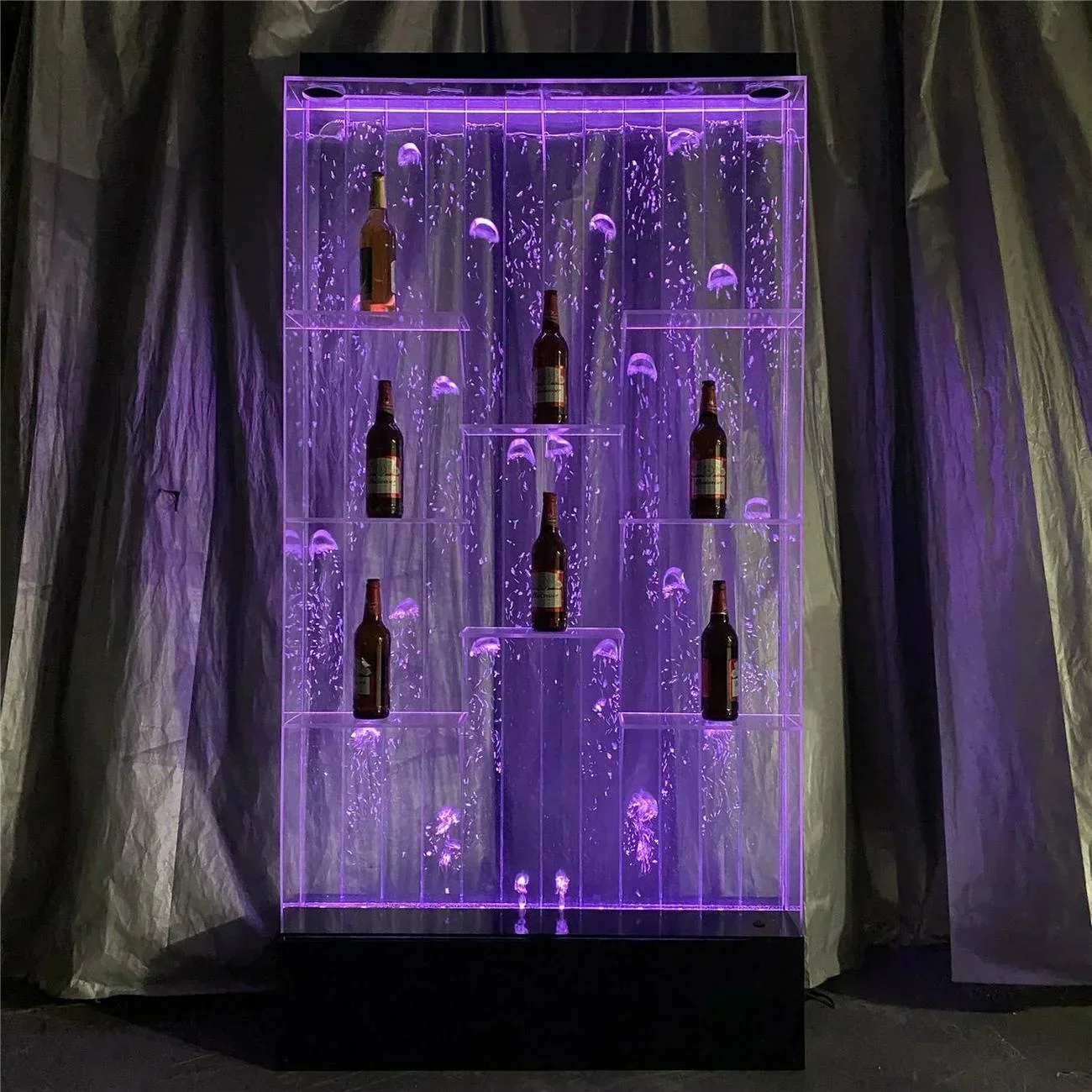Water Fountain Home Decor Bubble Wall Water Panel LED Light Made Bar Pub Aquarium Design LED Wine Shelves And Display