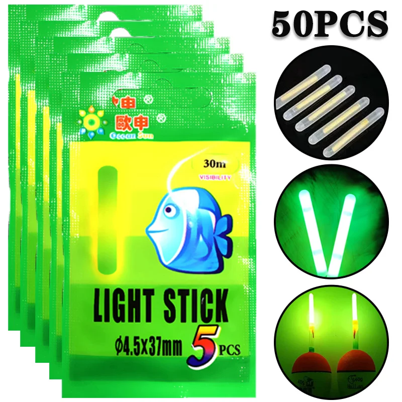 

10/25/50 PCS Fishing Float Fluorescent Lightstick Light Night Float Rod Lights Dark Glow Stick Useful Fishing/Party 4.5*37mm
