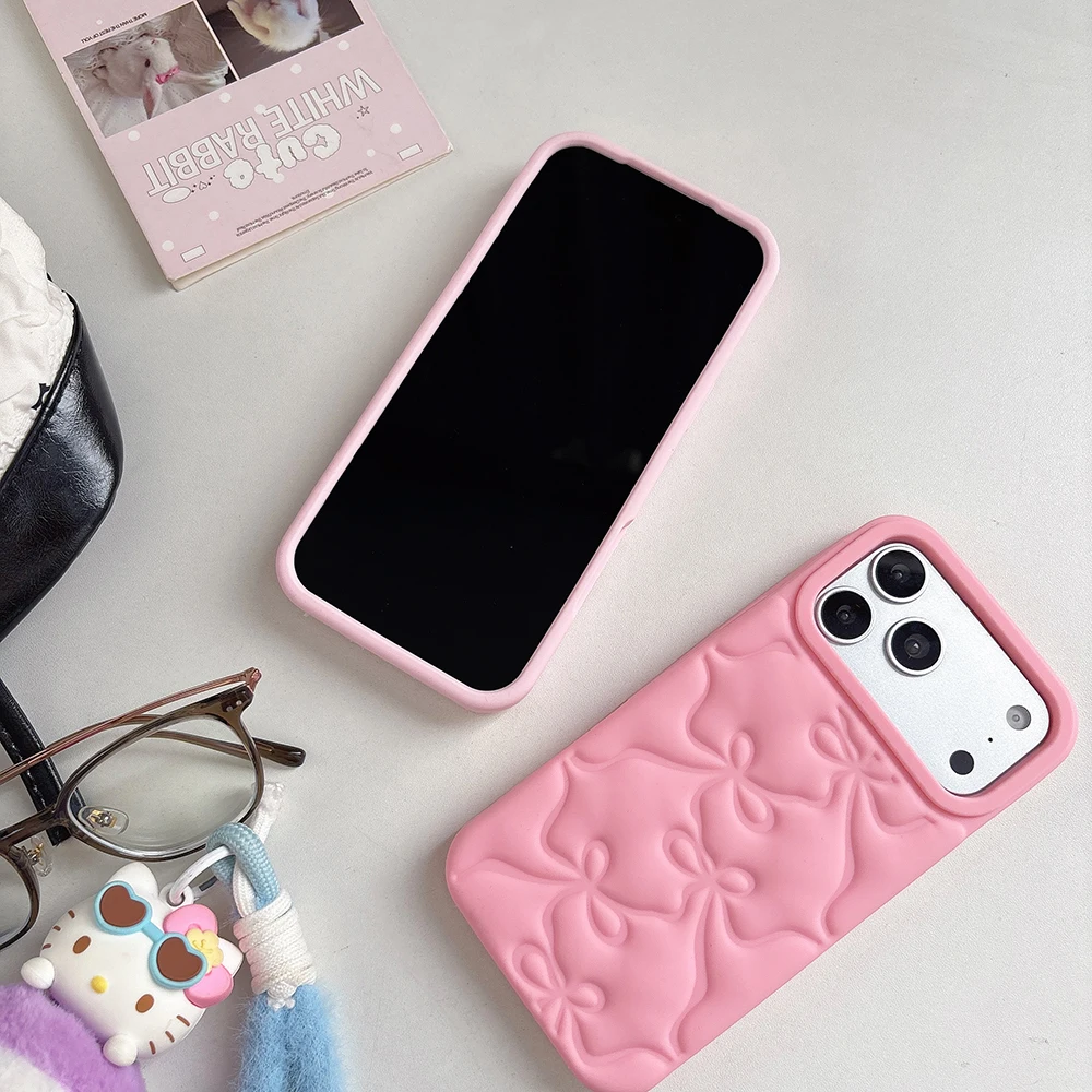 Sweet 3D Pink Bowknot Cartoon Silicone Phone Case