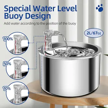 2L large capacity pet water feeder Stainless steel automatic circulation smart silent fountain water drinker