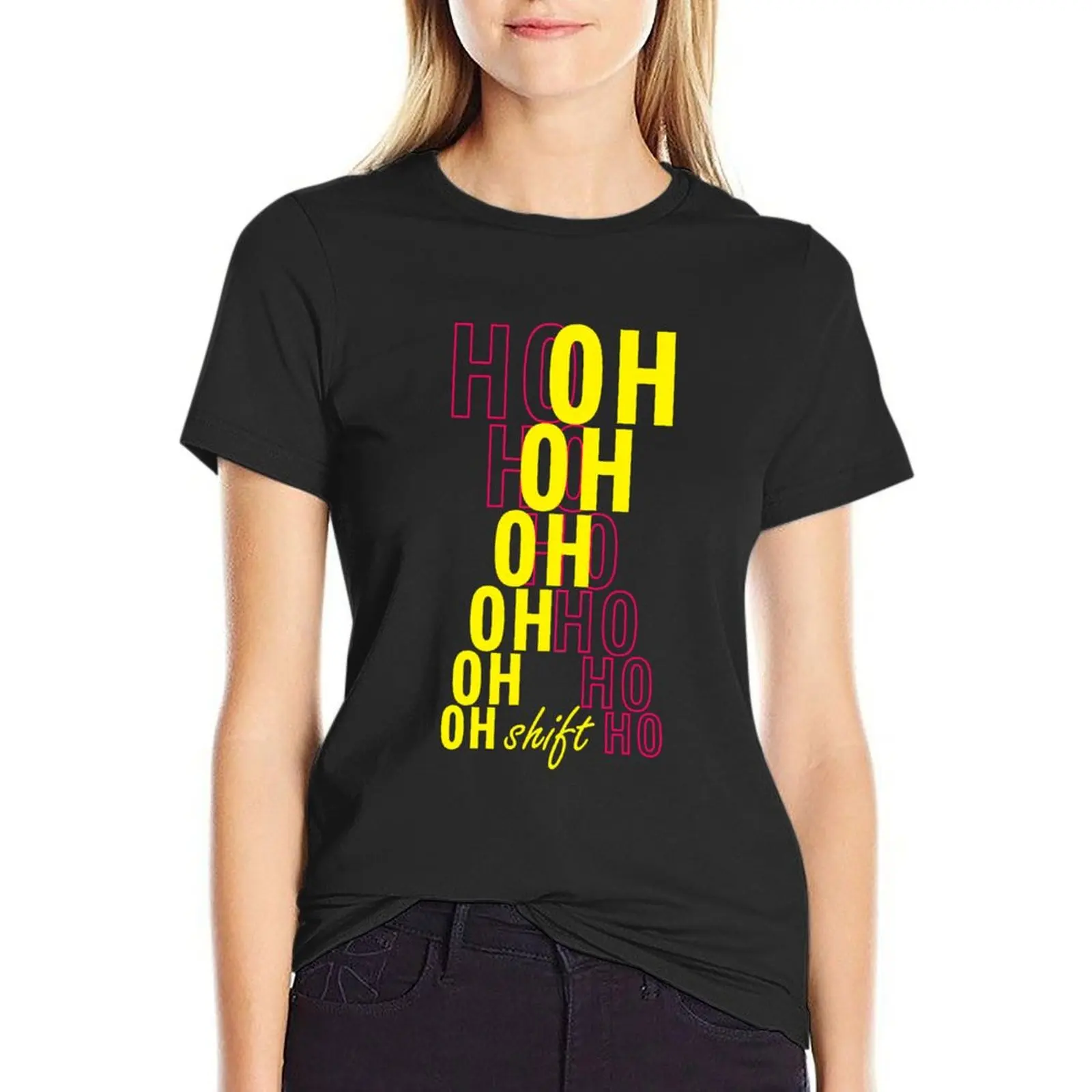 

Женская футболка с принтом OH SHIFT, летние футболки для женщин