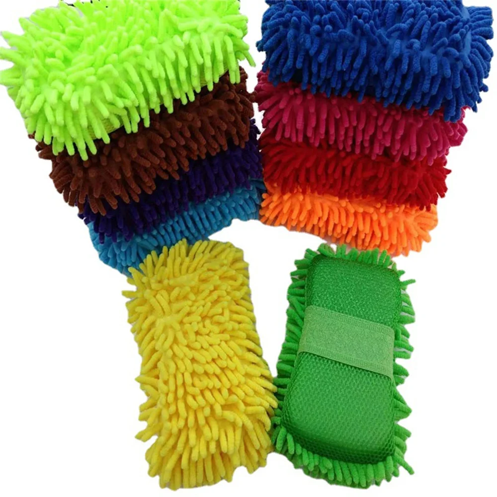 New 2 In 1 Ultrafine Fiber Chenille Microfiber Car Wash Glove Mitt Soft