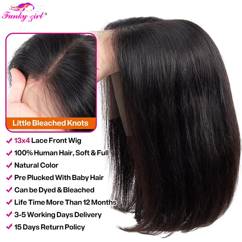 Brazilian Straight Bob Wig Human Hair Lace Front Wigs Pre-Pucked Short Bob Lace Part Wig Women Human Hair Wigs Human Hair Wig Lace Front Wig Human Hair Wigs Front Lace Wig